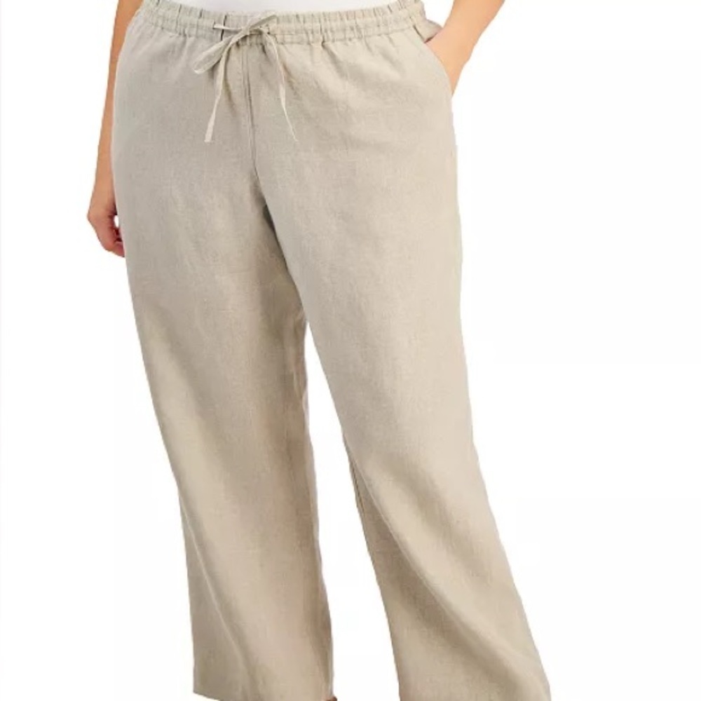 NWT 100% Linen High Waisted Elastic Pants - Drawstring Summer Beach Pants
